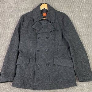 Hugo Boss Orange Label Oleander Coat Jacket Men's 44R Gray Wool Blend Pea Coat